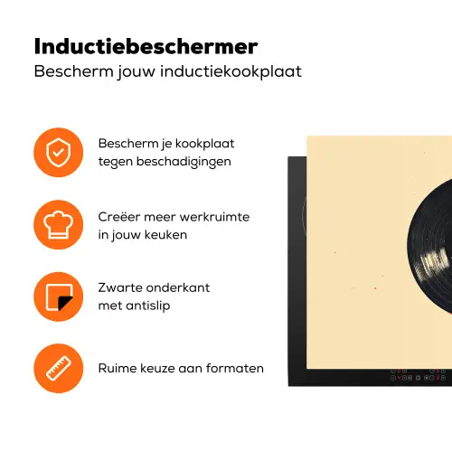 Vinylplaat - Zwart - Verfspatten - Retro Inductie beschermer vinyl 3mm klein -zzzzzzz-td-ups