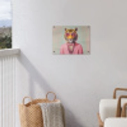 Tijger - Strik - Jasje - Roze tuinposter los doek klein -sfeer8
