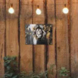 Leeuw - Portret - Verfspatten - Grijs tuinposter los doek klein -sfeer1