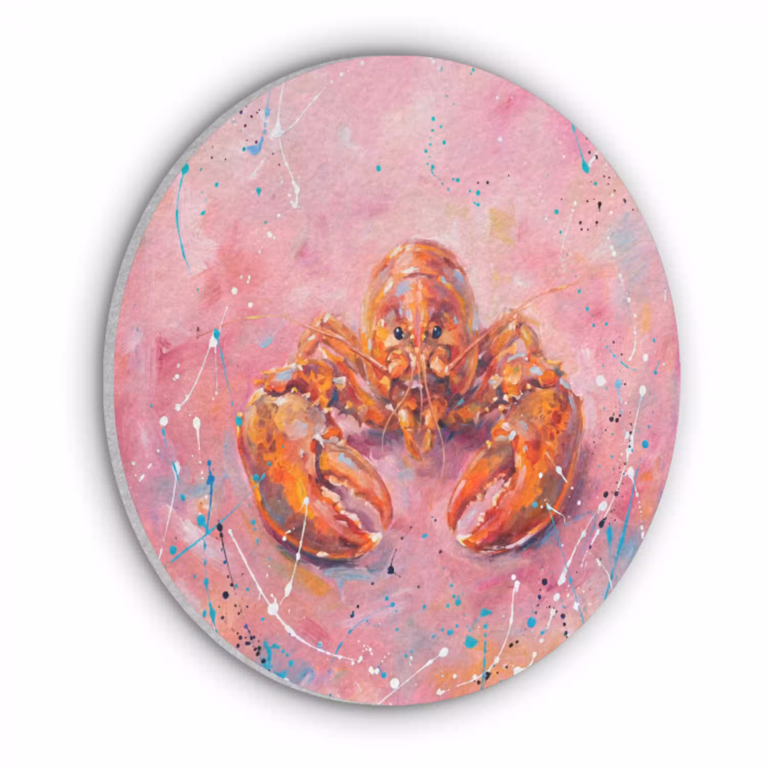 Zeeleven - Kreeft - Spatters - Abstract - Roze Akoestische PET Vilt - Rond klein -3d