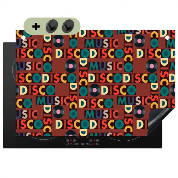 Bruin - Retro - Disco - Patroon Inductie beschemer met haakjes klein 777 -3d