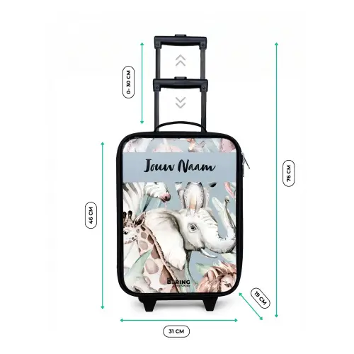Jungle in Lichte Kleuren Kinderkoffer - Zwart klein -productfoto_formaten