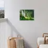 Zonnestralen in een groen bos tuinposter los doek klein -sfeer8