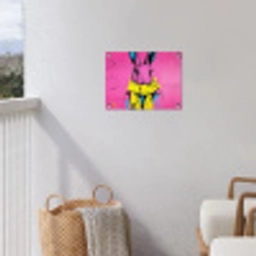 Konijn - Felroze - Sjaal - Abstract tuinposter los doek klein -sfeer8