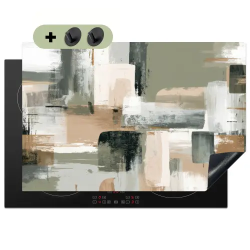 Penseelstreken - Abstract - Aardetinten Inductie beschemer met haakjes klein -3d