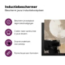 Abstract - Cirkel - Modern - Beige - Zwart - Minimalistisch Inductie beschermer vinyl 3mm middel -zzzzzzz-cc-usp