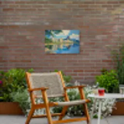 Berg - Skyline - Strand - Water Tuinposter op houten frame 2 cm dik klein -sfeer3