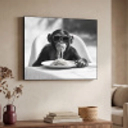Aap - Spaghetti - Zonnebril - Zwart wit - Cool - Dier Textielframe - compleet frame klein -sfeer3