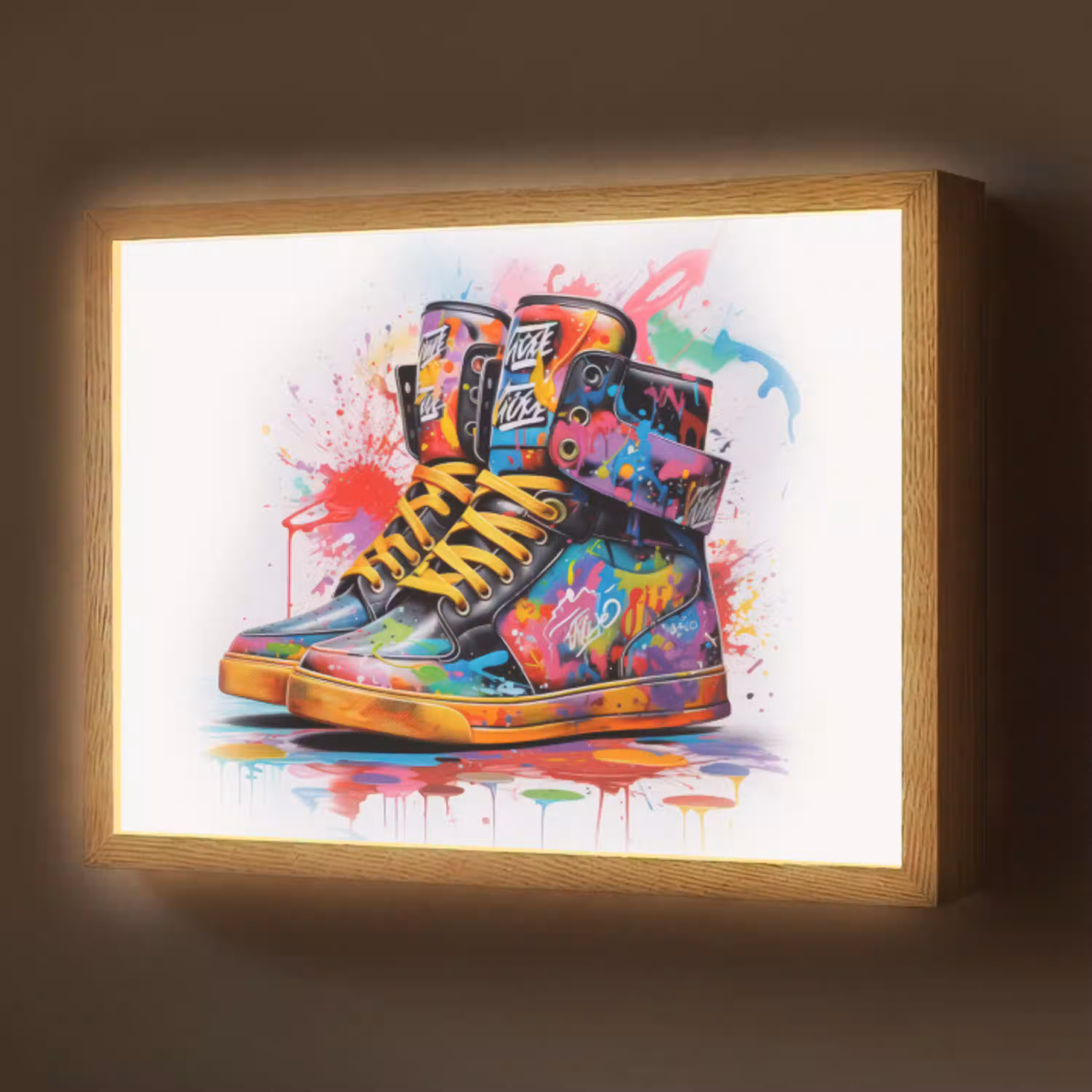 Schoenen - Graffiti - Wit - Kleuren Light Box met batterij (Wandlamp) middel -z3d_website