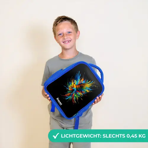 Kleurrijke papegaai Kinderrugzak - Blauw middel -sfeer1_NL