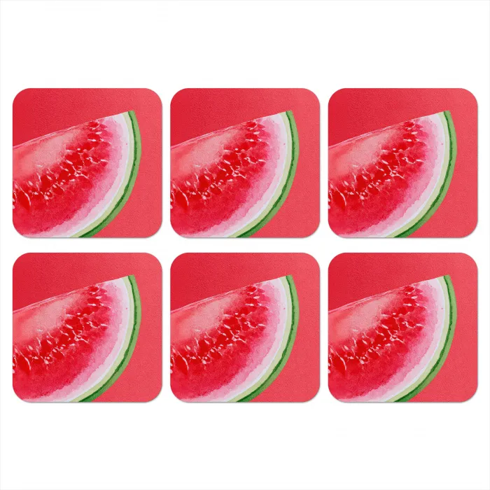 Watermeloen - Rood - Zomers onderzetter kurk middel -3d