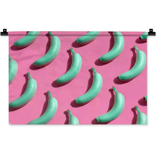 Bananen - Patroon - Blauw - Roze Wandkleed katoen klein -zz3d