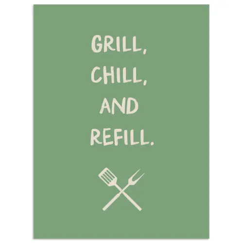 Grill - Groen - Zomer - Quote poster papier klein -3d