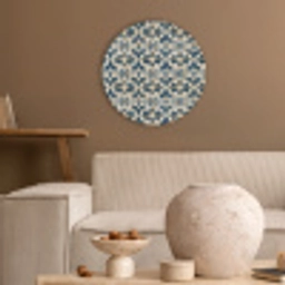 Tegel - Patroon - Blauw - Beige Akoestische PET Vilt - Rond klein 838 -sfeer1