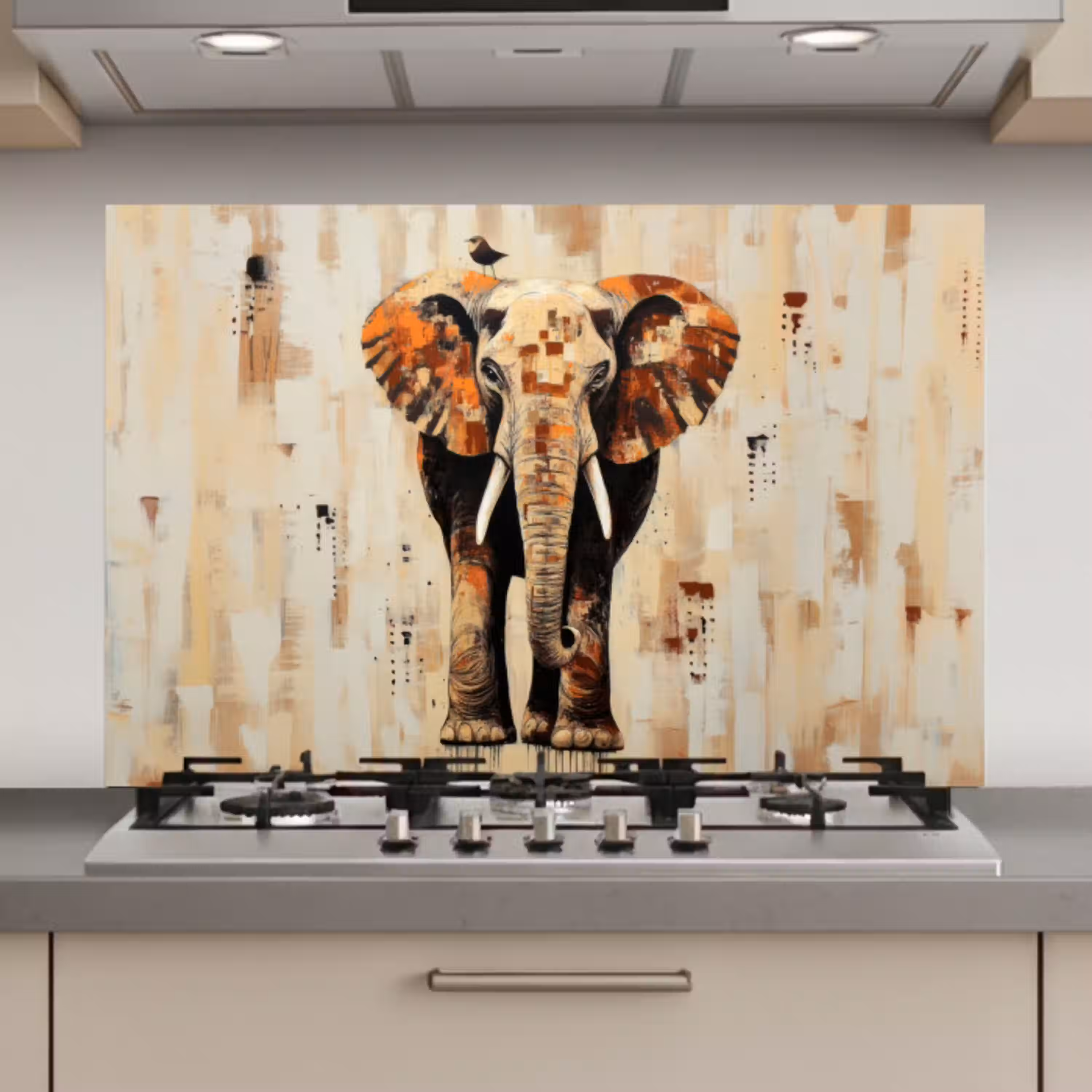 Olifant - Slurf - Mozaïek - Abstract keuken achterwand spatscherm klein -3d_website