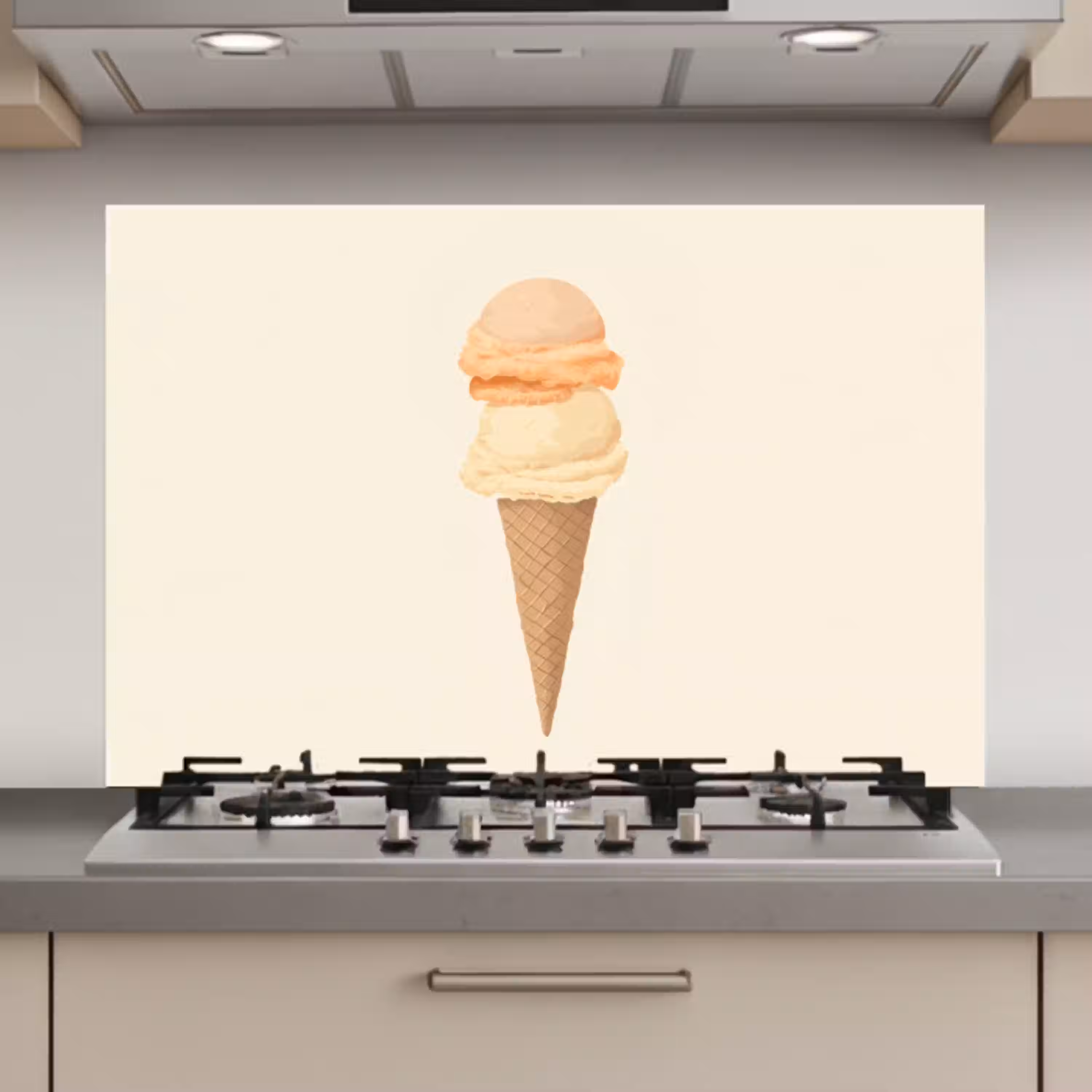 Minimalistisch - Schepijs - Hoorntje - Beige keuken achterwand spatscherm klein -3d_website