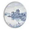 Schots - Kasteel - Blauw - Aquarel Akoestische PET Vilt - Rond klein -3d
