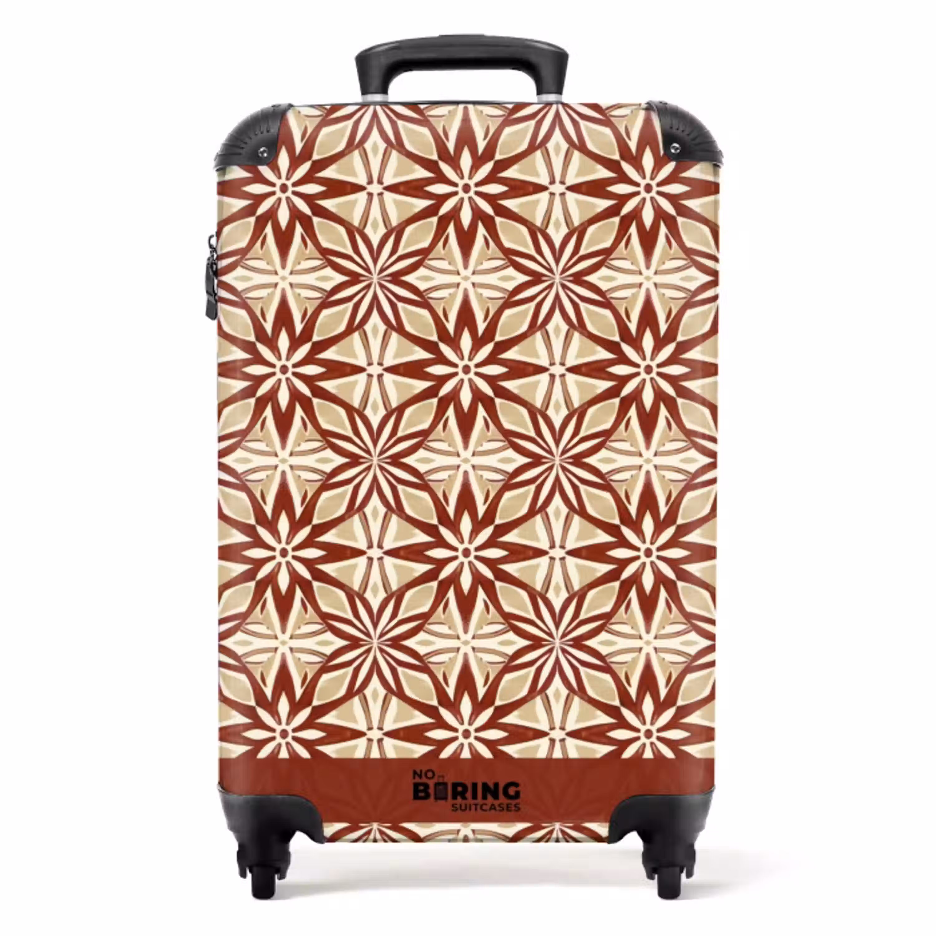Bordeauxrood - Geometrisch - Tegel - Patroon NBS - Handbagage koffer - Volwassenen Unisex middel -productfoto_recht