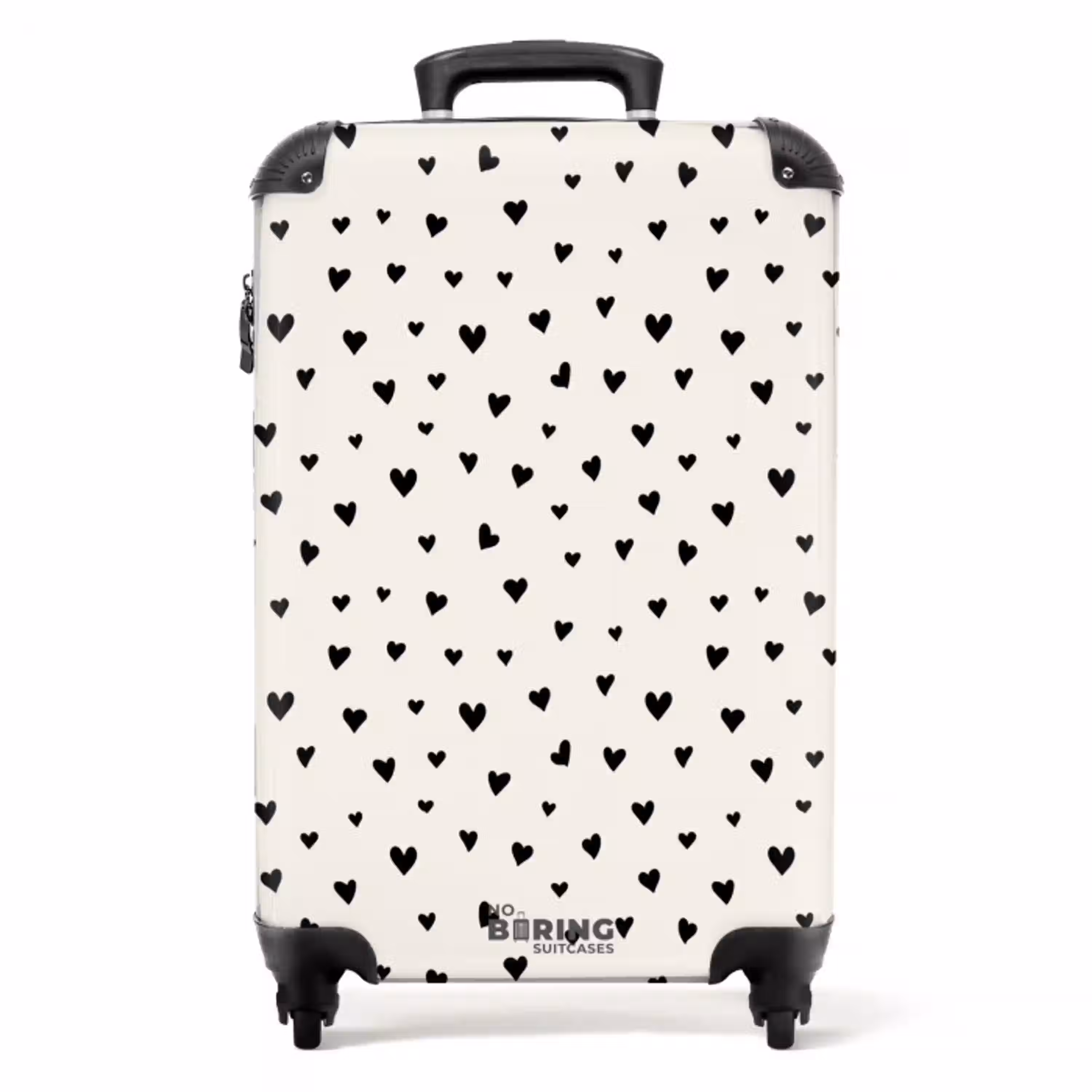 Valentijn hartjes verspreid patroon zwart NBS - Handbagage koffer - Kinderen Unisex middel -productfoto_recht