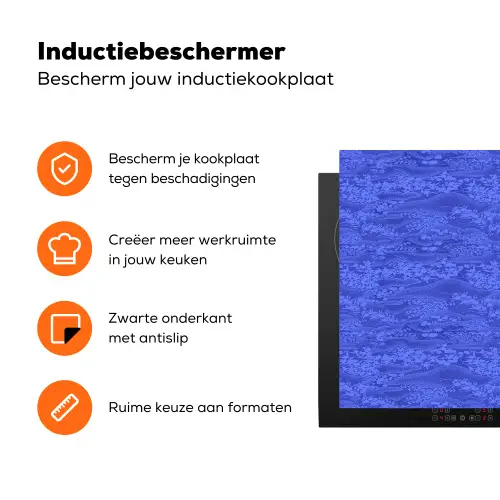 Blauw - Patroon - Heuvels - Bloemen Inductie beschermer vinyl 3mm klein 276 -zzzzzzz-td-ups