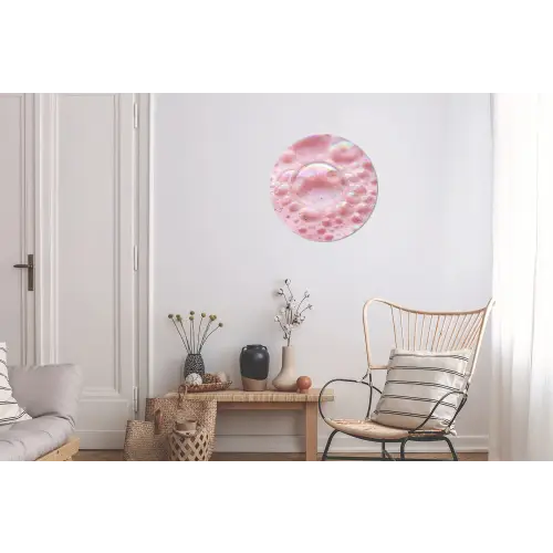 Schuim - Structuur - Roze Wandcirkel aluminium klein -woonkamer