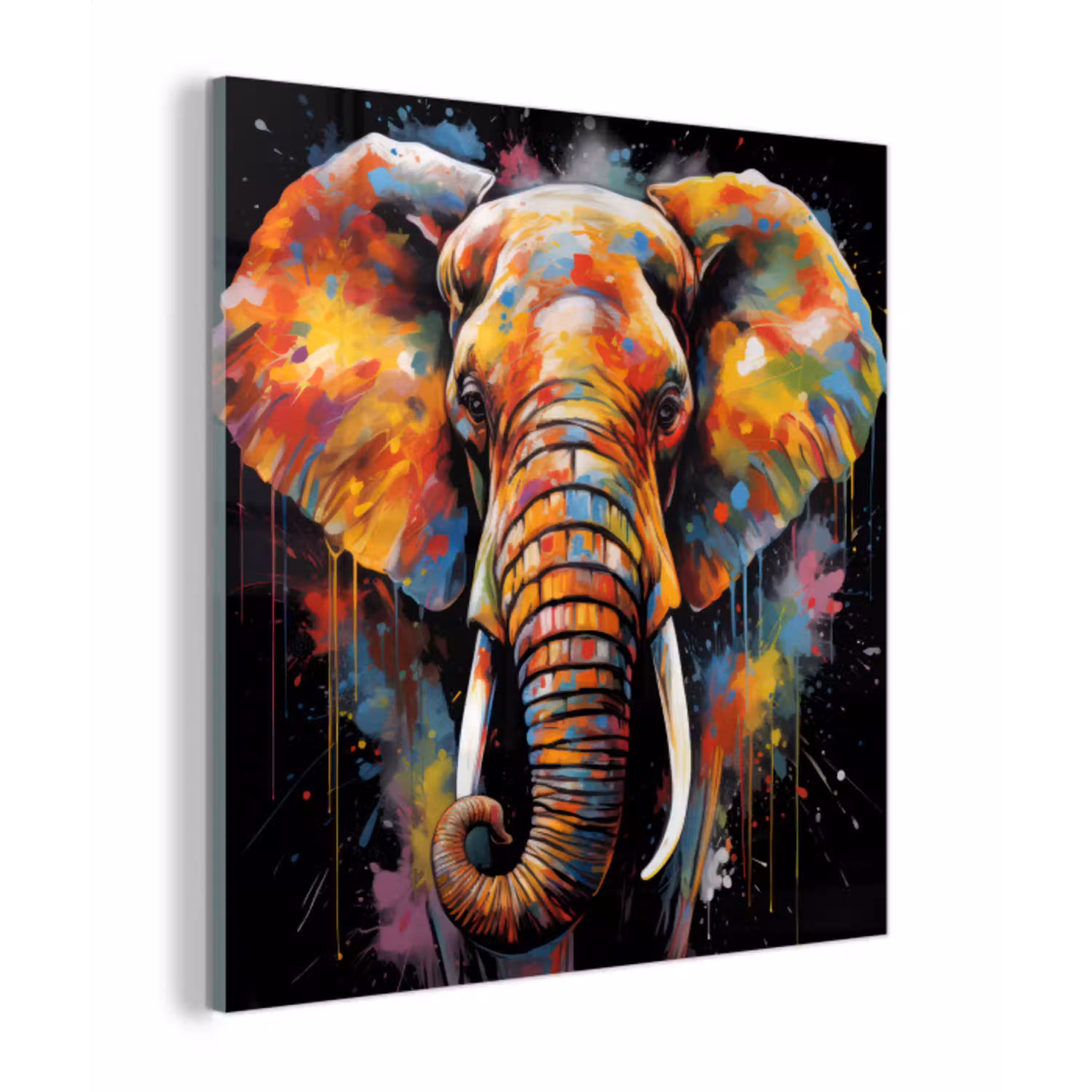Olifant - Graffiti - Zwart - Dieren - Kleuren plexiglas 5mm klein -z3d
