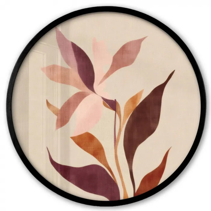 Bloemen - Blaadjes - Minimalistisch - Roze Fotolijst rond zonder passe partout klein -3d