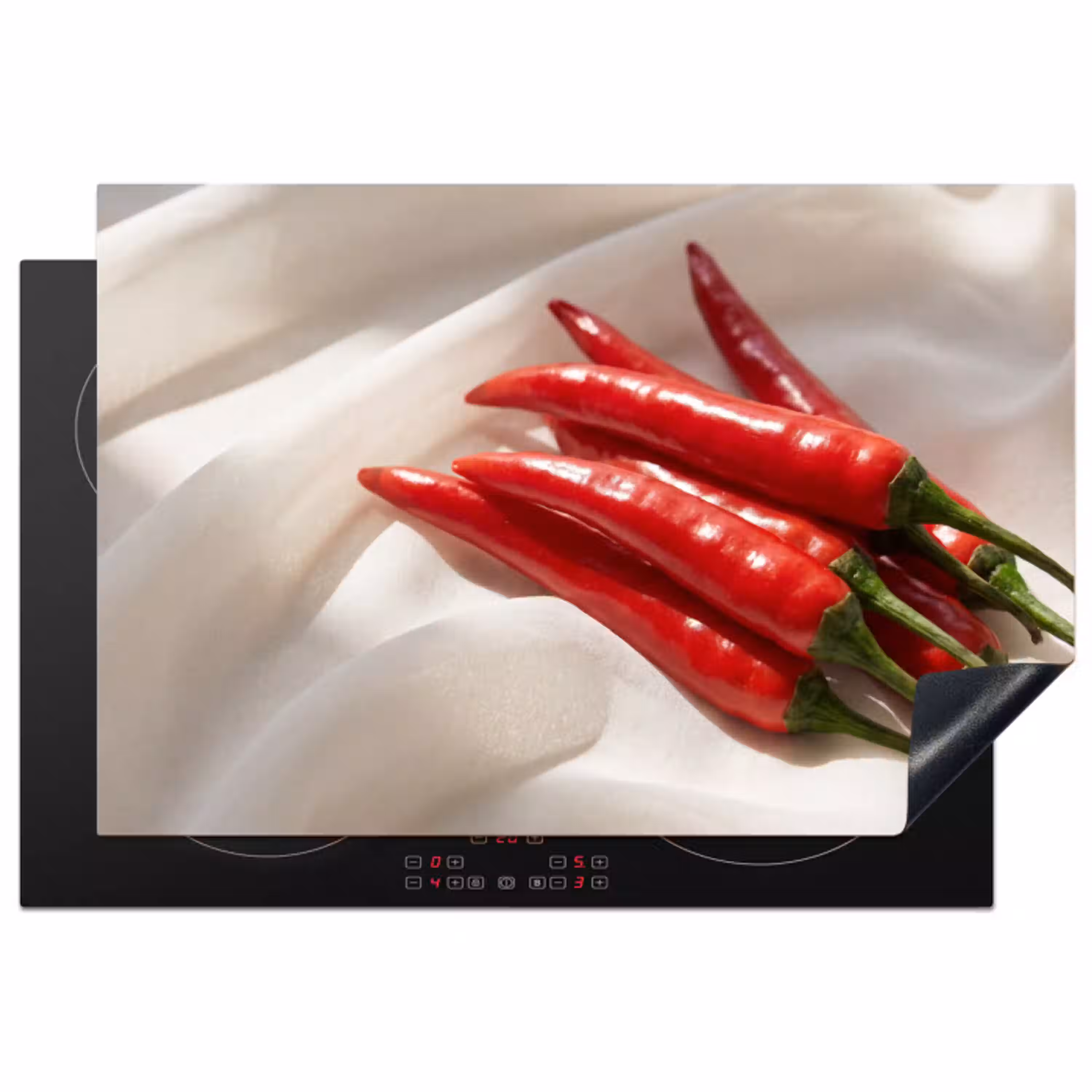 Peper - Rood - Eten Inductie beschermer vinyl 3mm klein -3d