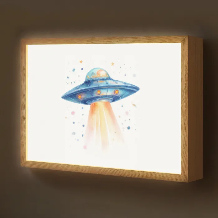 Ruimte - Ufo - Sterren Light Box met batterij (Wandlamp kind) middel -z3d_website