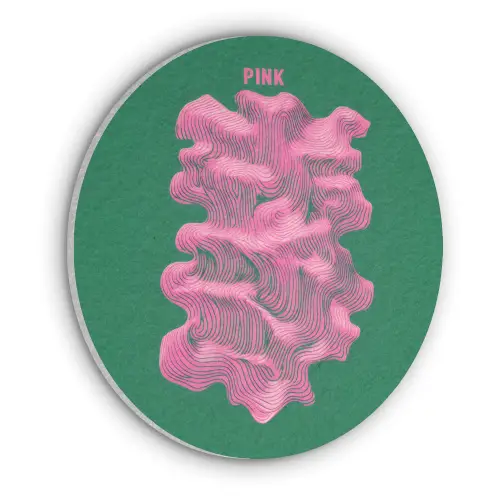 Abstract - Pink - Lijnen - Groen Akoestische PET Vilt - Rond klein -3d