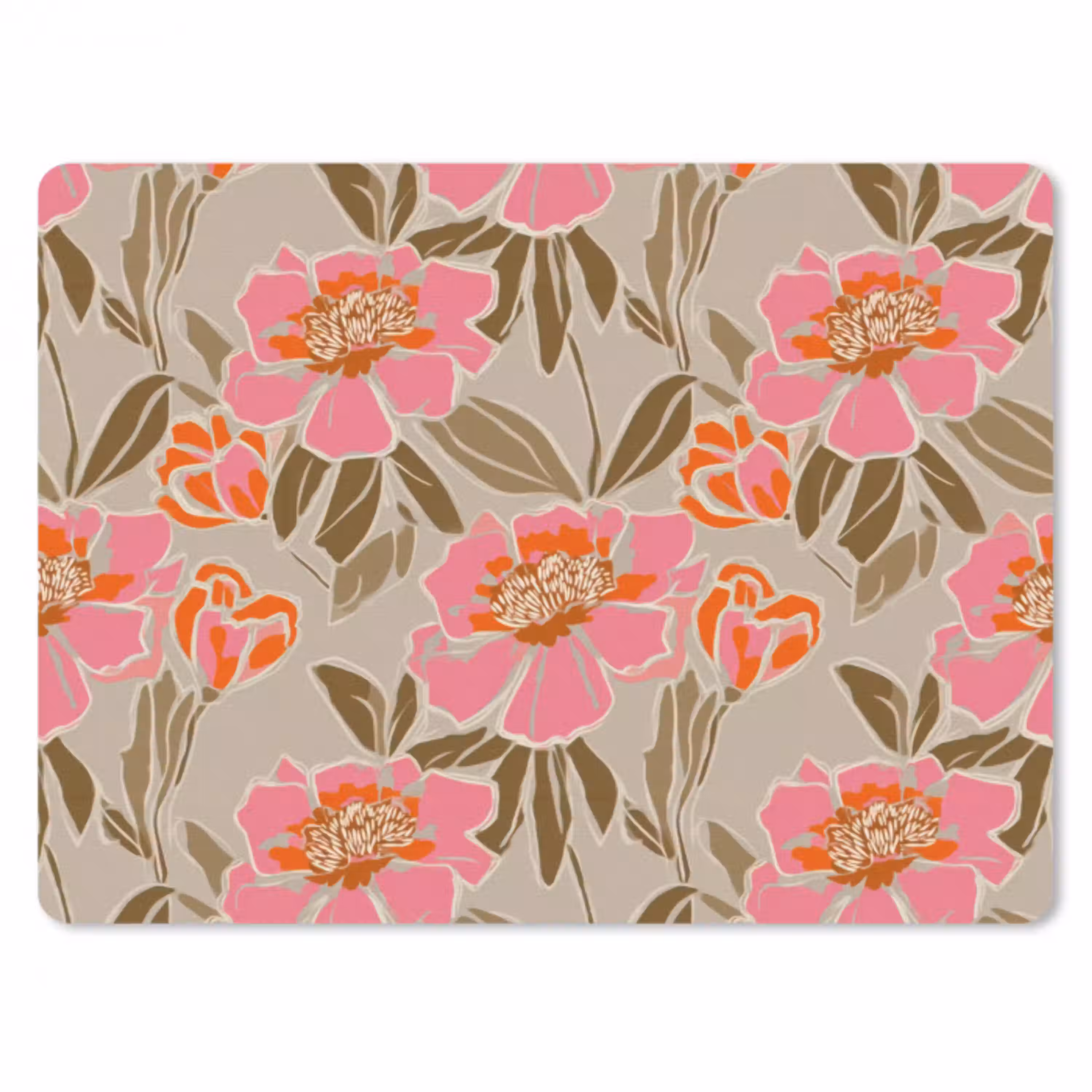 Pioenrozen - Patroon - Roze muismat rubber klein 262 -3d