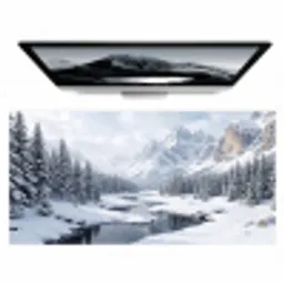 Sneeuwlandschap - Bergen - Rivier - Winter Muismat XXL klein -zzz3d