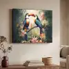 Toekan - Vogels - Bloemen - Natuur - Jungle Textielframe zwart klein -sfeer3