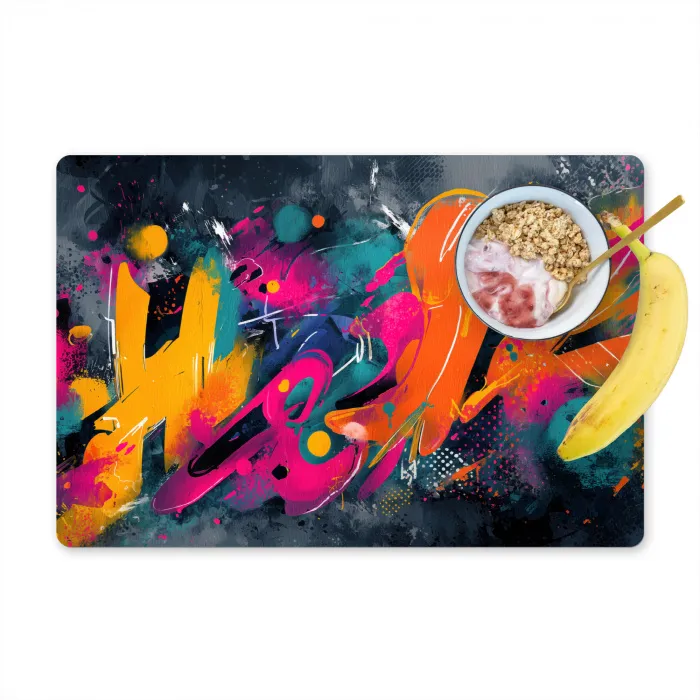 Abstract - Graffiti - Kleurrijk - Verfspatten Placemat vinyl groot -zzzproduct_Kitchenyeah-website