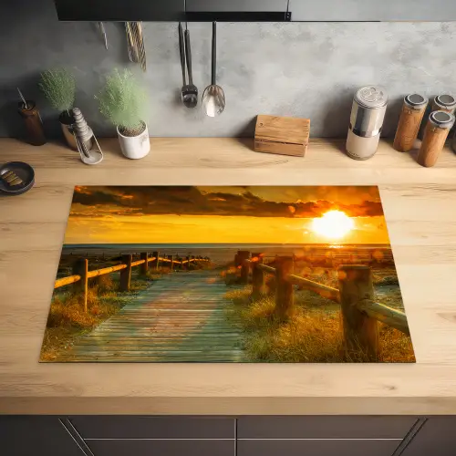 Houten Pad naar de Zonsondergang Inductie beschermer vinyl 3mm klein -sfeer5