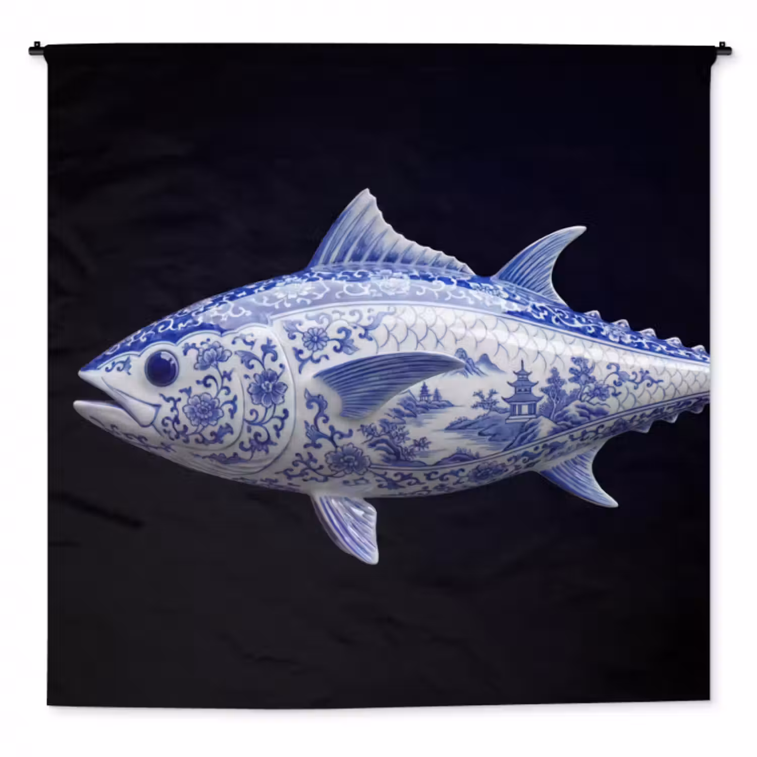 Wandteppich - Porzellan - Thunfisch - Delfter Keramik