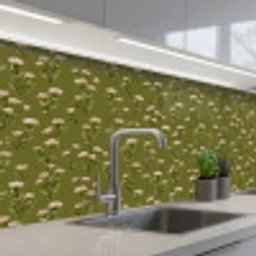 Landelijk - Bloemen -  Groen keuken achterwand 2 middel 871 -3d_schuin
