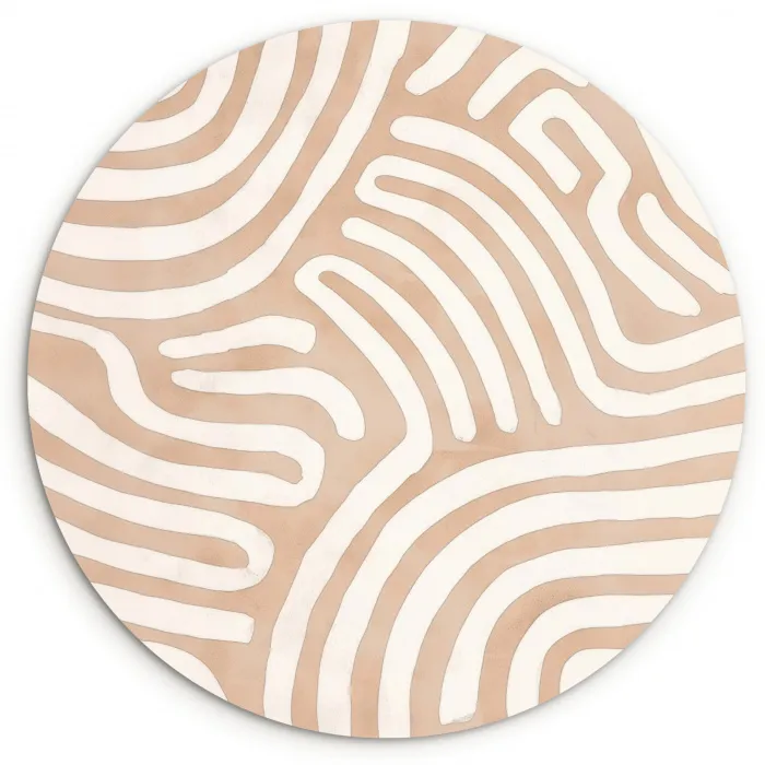 Beige - Aardspatroon Wandcirkel kunststof plaat 5mm dik klein -3d