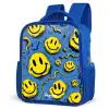 Smiley - Blauw - Geel Kinderrugzak - Blauw middel -schuin