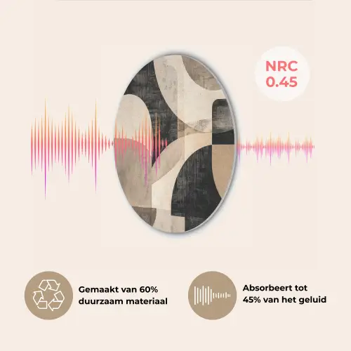 Abstract - Vormen - Modern - Beige Akoestische PET Vilt - Rond klein -USP_NL