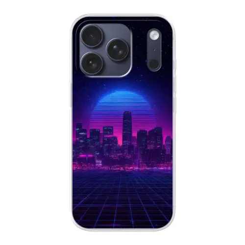 Skyline - Zon - Neon - Rasterpatroon Telefoonhoesje iPhone 17 Pro klein -3d
