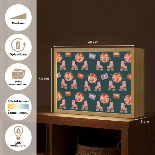 Rolschaatsen - Patroon - Disco Light Box met batterij (Wandlamp) middel 907 -USP_websiteoverzichtNL
