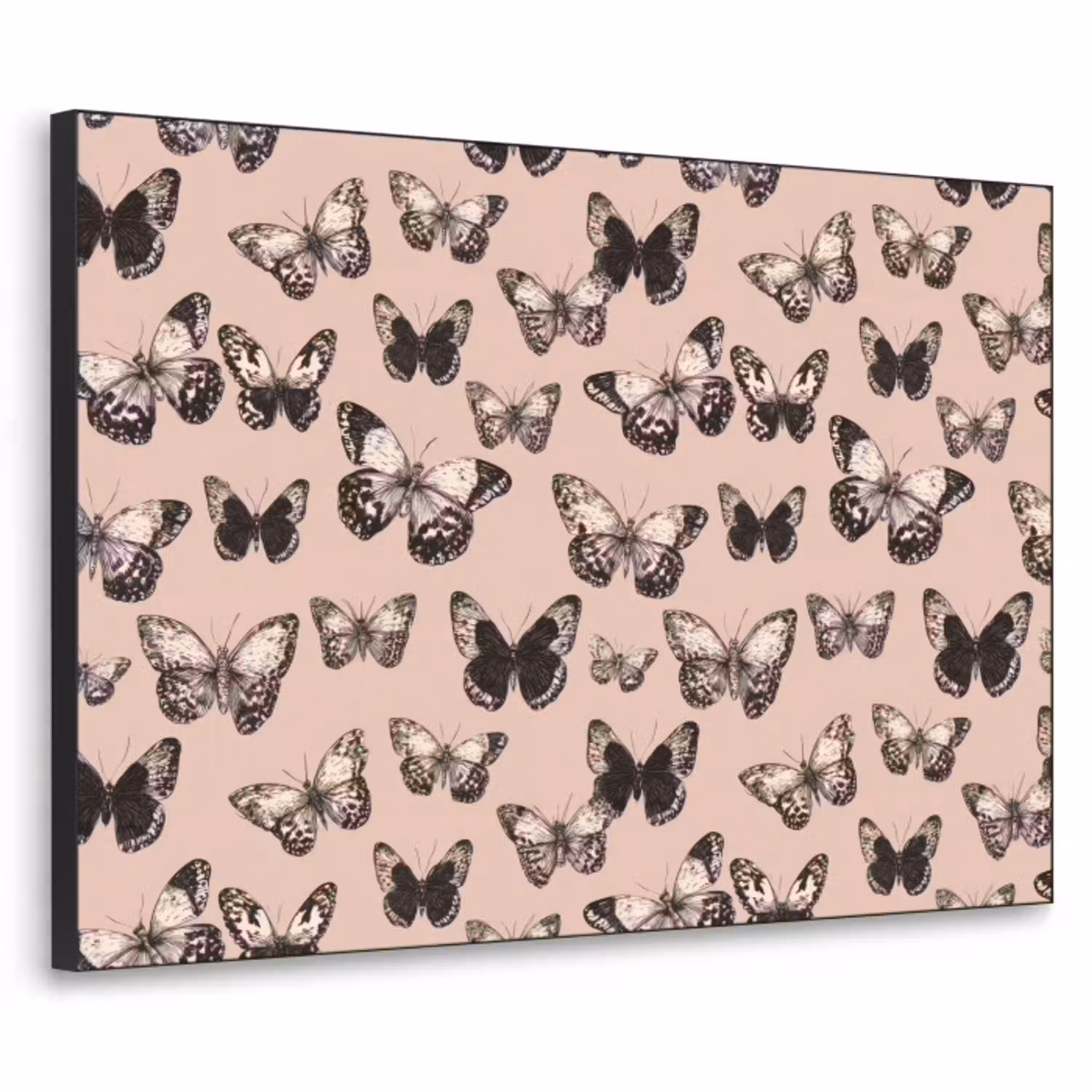 Tijdloos - Vlinders - Perzik Textielframe zwart klein 947 -3d