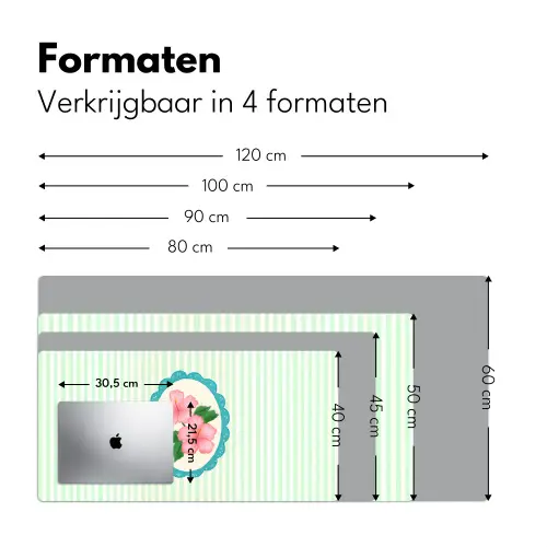 Bloemen - Ovaal - Strepen - Groen Muismat XXL klein -sfeer5