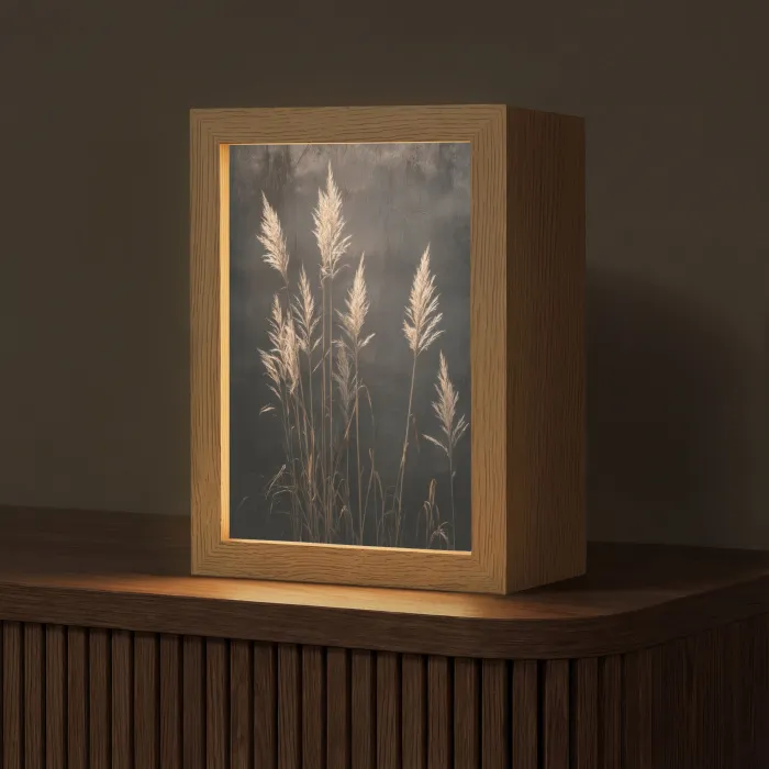 Siergras - Pluimen - Verlichting - Zwart Light Box met kabel (Tafellamp) klein -z3d_website