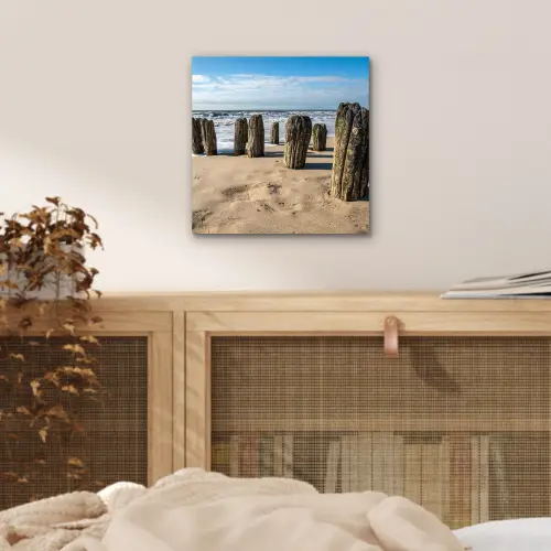 Zand - Strand - Paal - Water - Zomer aluminium wit klein -sfeer3
