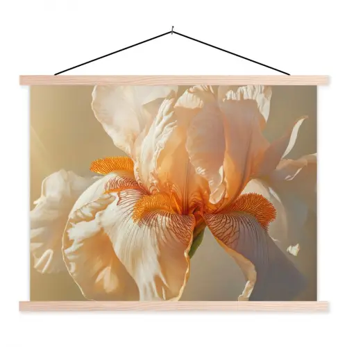 Close up - Oranje - Iris textielposter latten blank klein -3d