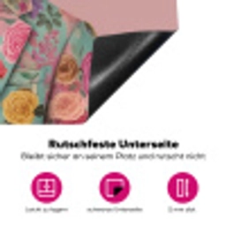 Luiaard - Bloemenprint - Bril - Roze Inductie beschermer vinyl 3mm klein -zzzzzzz-lf-onderkant