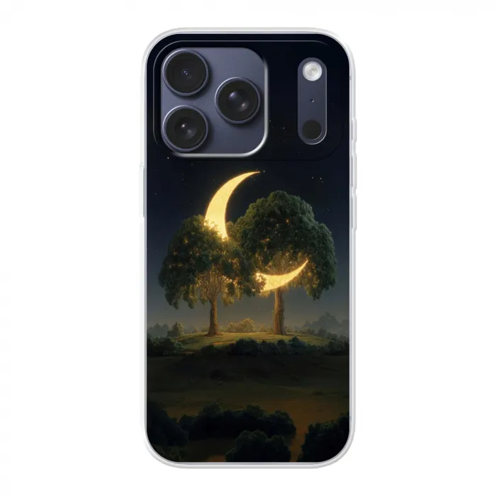 Maan - Bomen - Rust Telefoonhoesje iPhone 17 Pro klein -3d