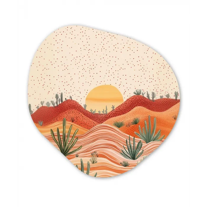 Landschap - Heuvels - Zonsondergang Wandcirkel Organisch Forex 3mm klein -3d